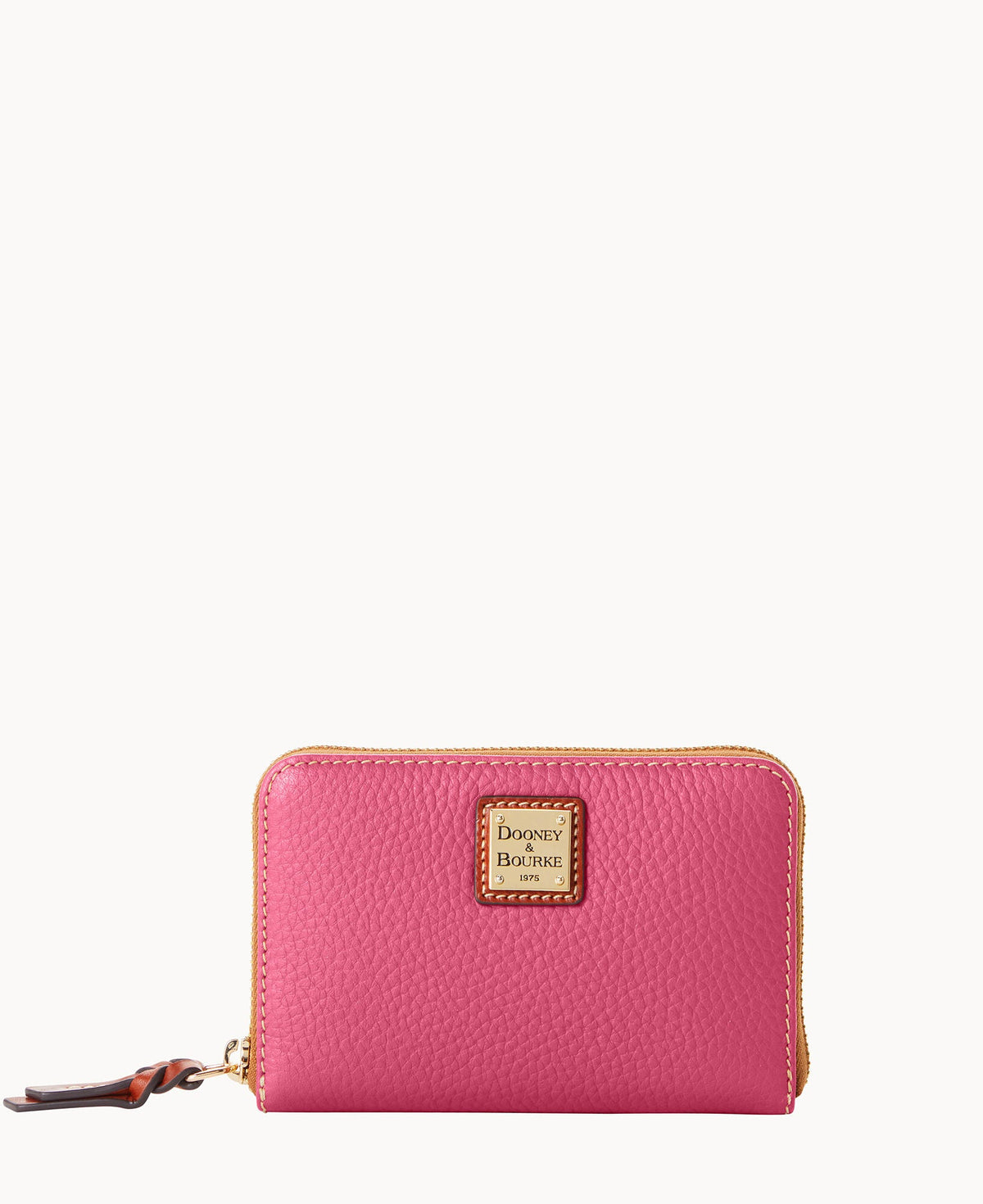 Pebble Grain Medium Zip Around Wallet - Hot Pink