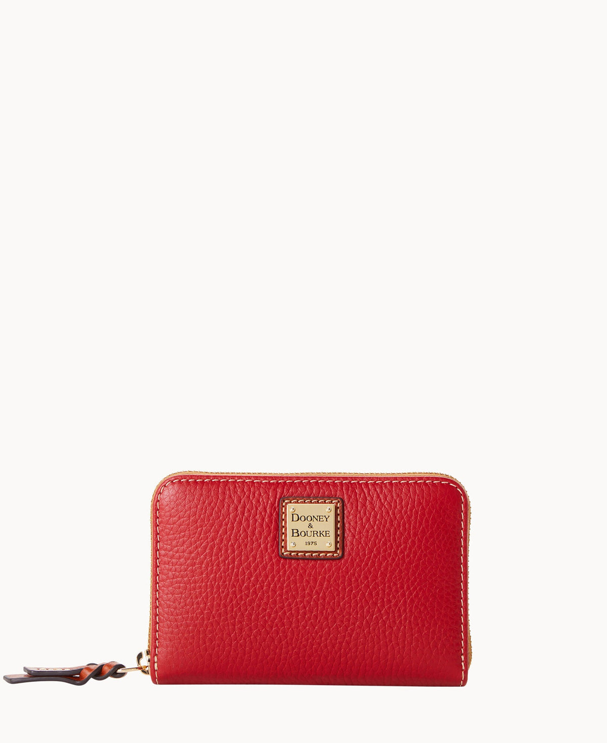 Pebble Grain Medium Zip Around Wallet - Red