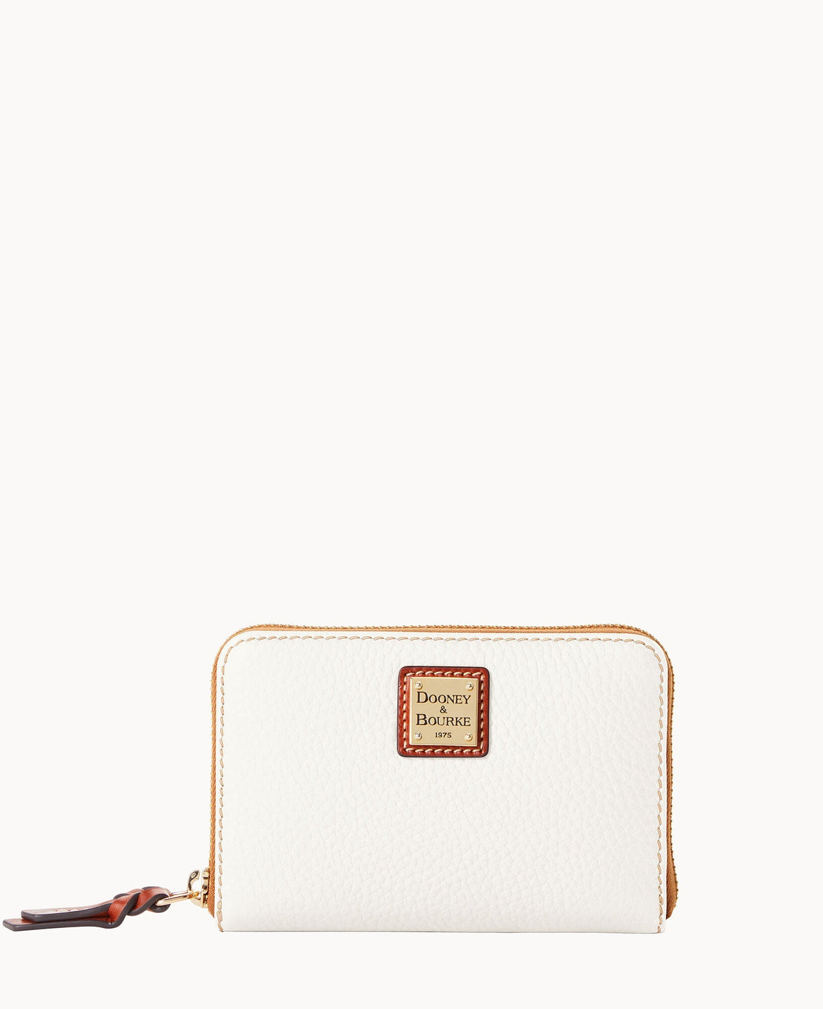 Pebble Grain Medium Zip Around Wallet - White