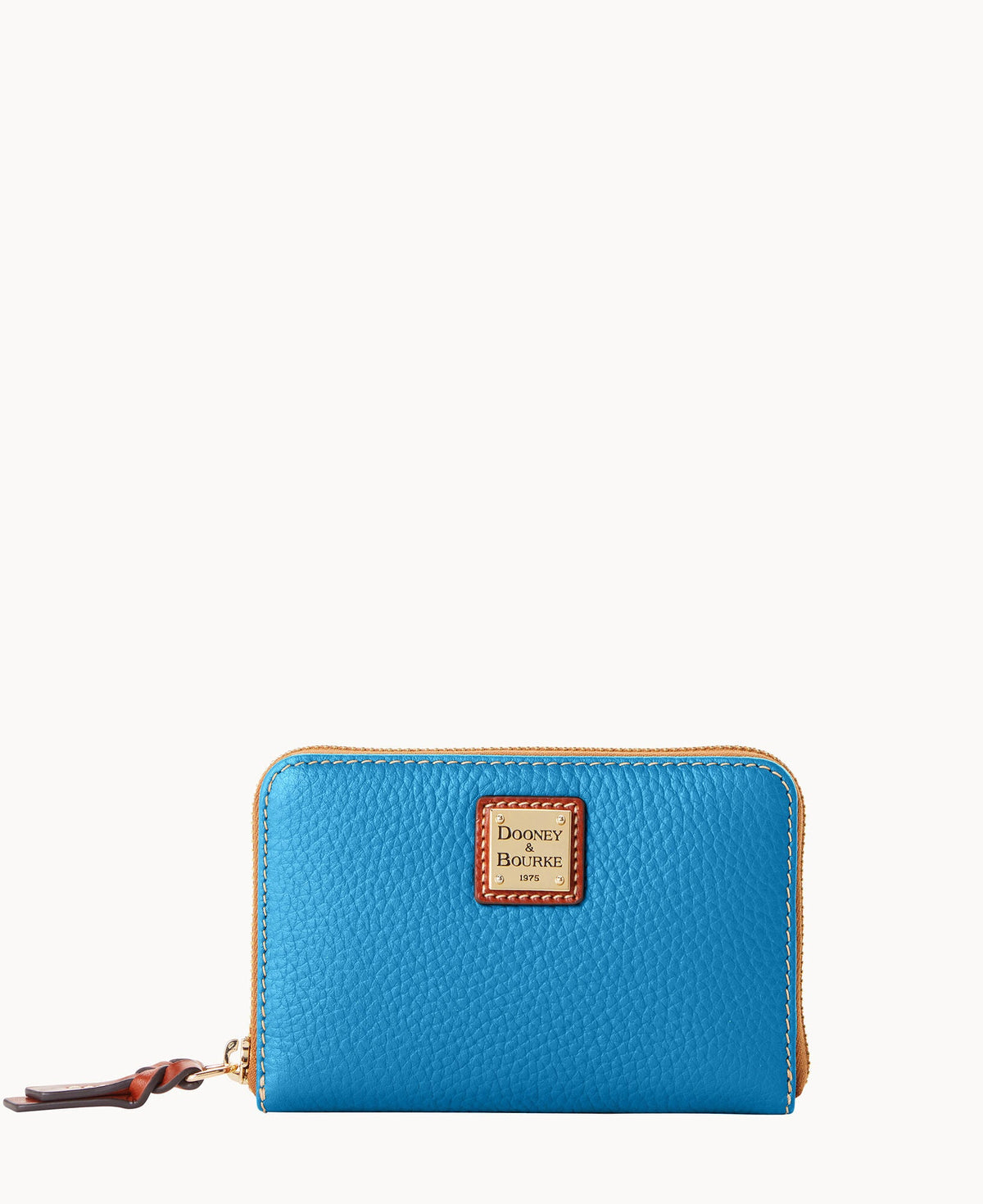 Pebble Grain Medium Zip Around Wallet - Azure
