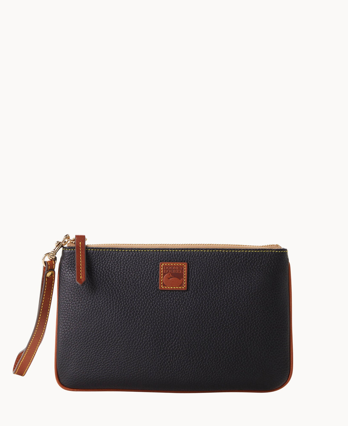 Pebble Grain Large Wristlet - Black