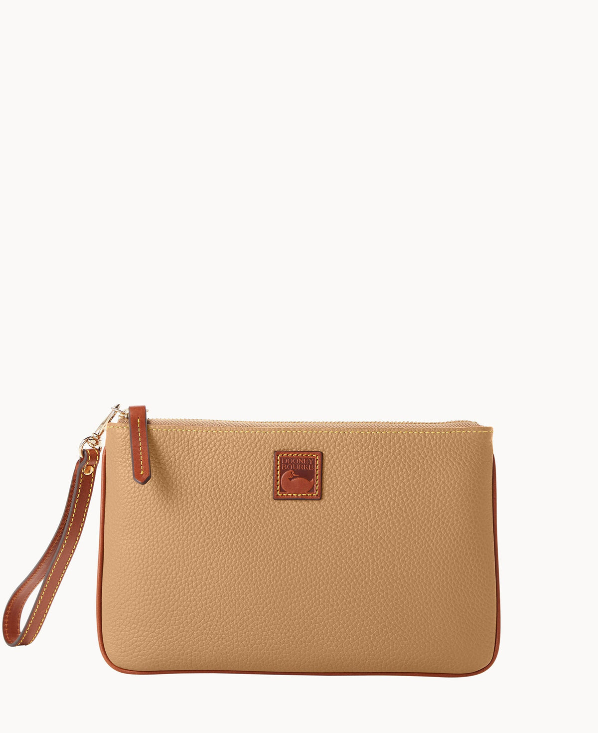 Pebble Grain Large Wristlet - Light Taupe