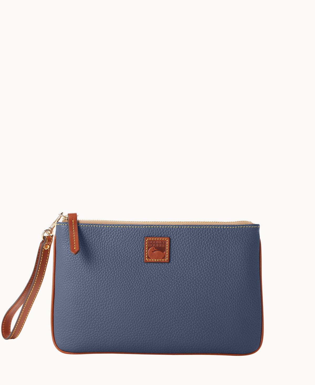 Pebble Grain Large Wristlet - Steel Blue
