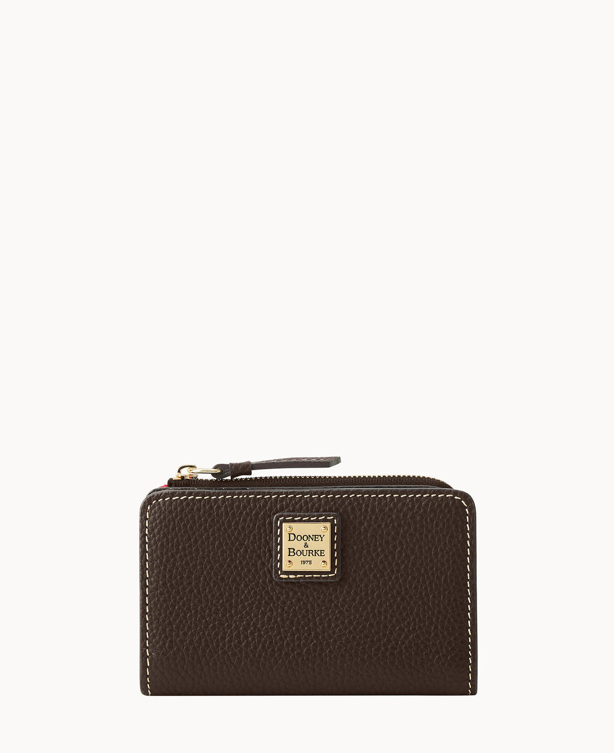 Pebble Grain Zip Credit Card Wallet 14 - Brown Tmoro