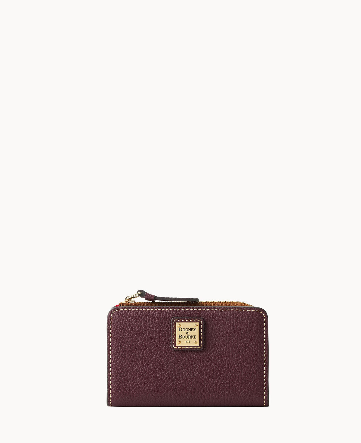 Pebble Grain Zip Credit Card Wallet 14 - Bordeaux
