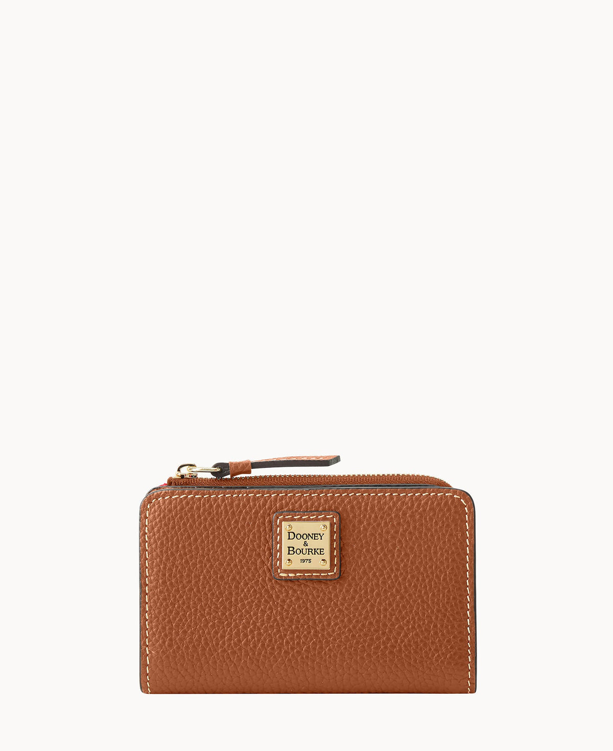Pebble Grain Zip Credit Card Wallet 14 - Caramel