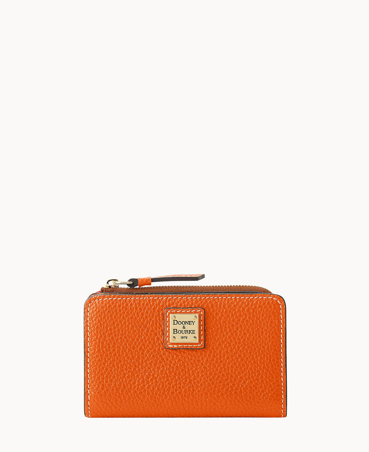 Pebble Grain Zip Credit Card Wallet 14 - Clementine