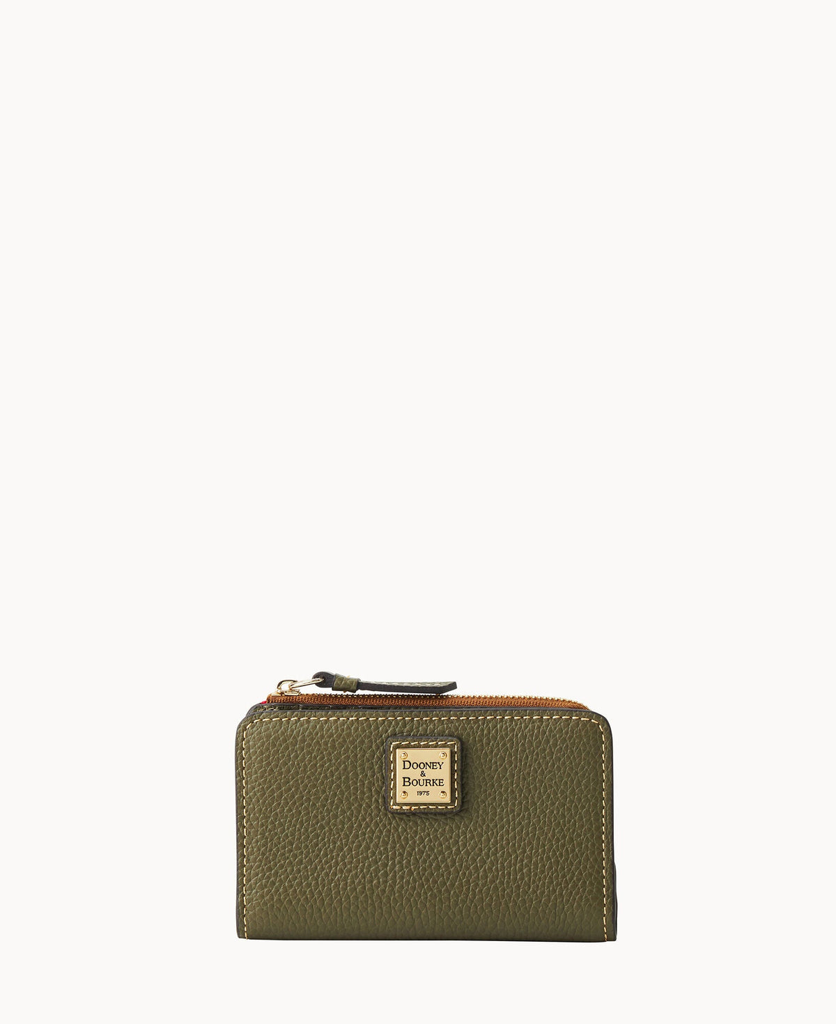 Pebble Grain Zip Credit Card Wallet 14 - Olive