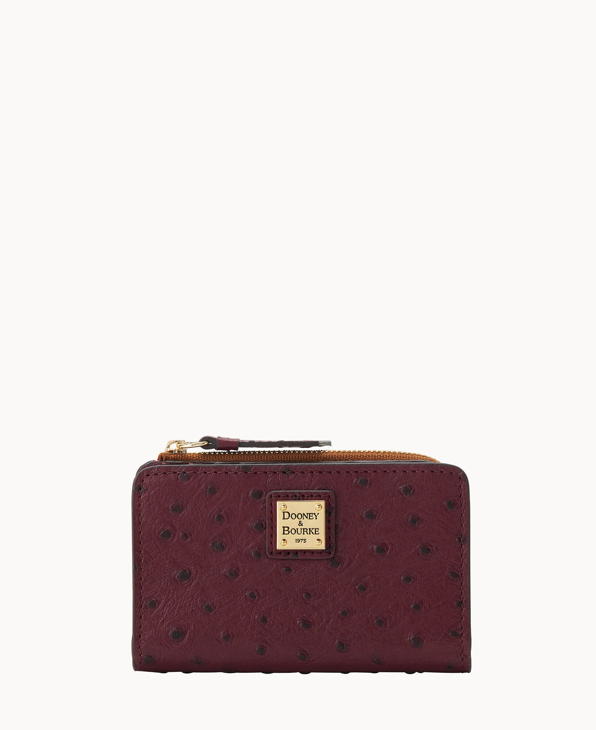 Ostrich Zip Credit Card Wallet 14 - Burgundy