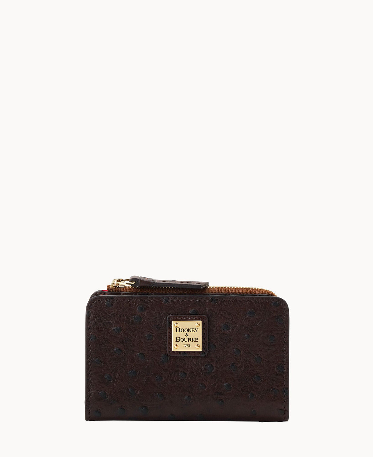 Ostrich Zip Credit Card Wallet 14 - Brown Tmoro