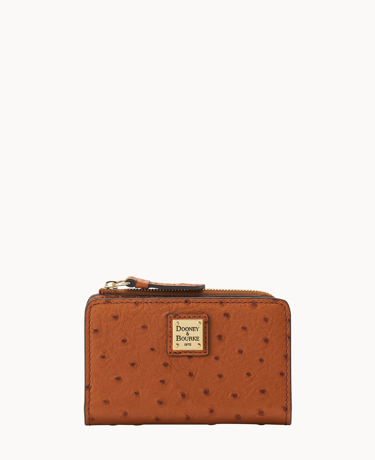 Ostrich Zip Credit Card Wallet 14 - Caramel