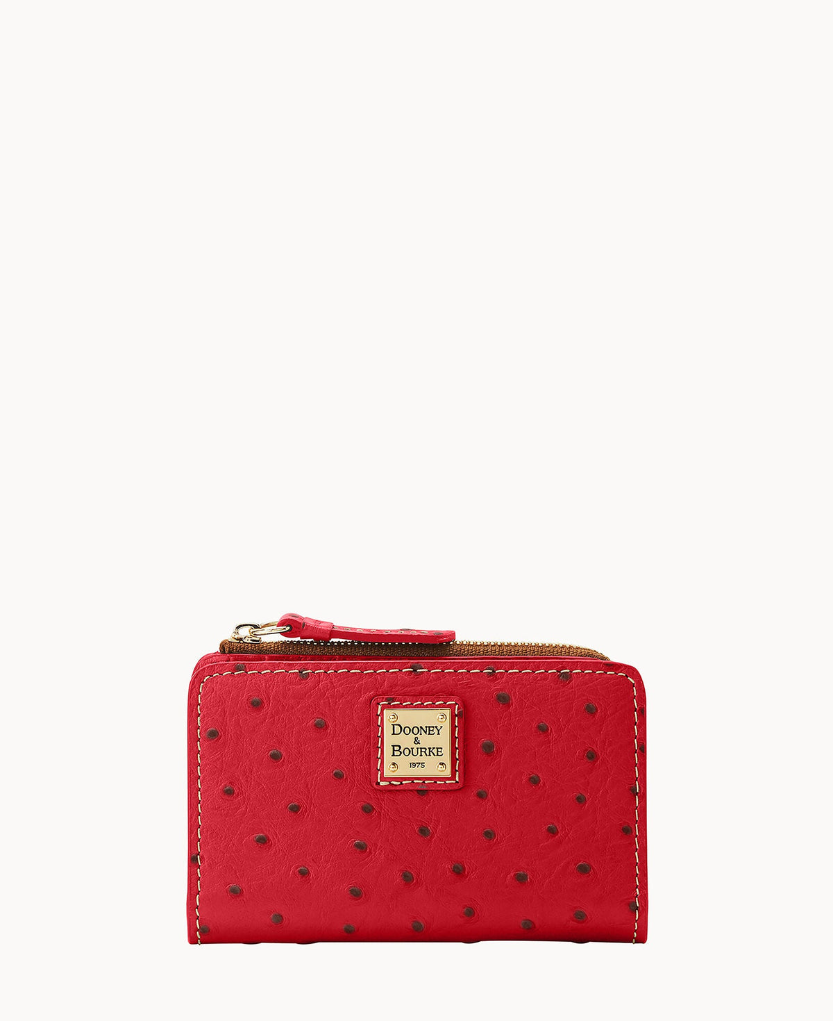 Ostrich Zip Credit Card Wallet 14 - Crimson