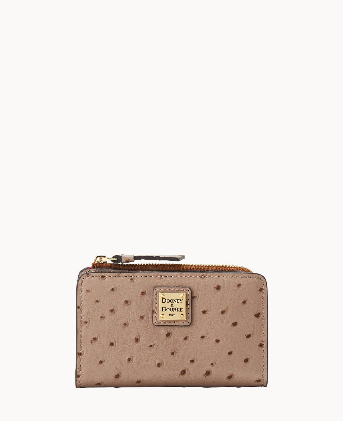 Ostrich Zip Credit Card Wallet 14 - Light Taupe