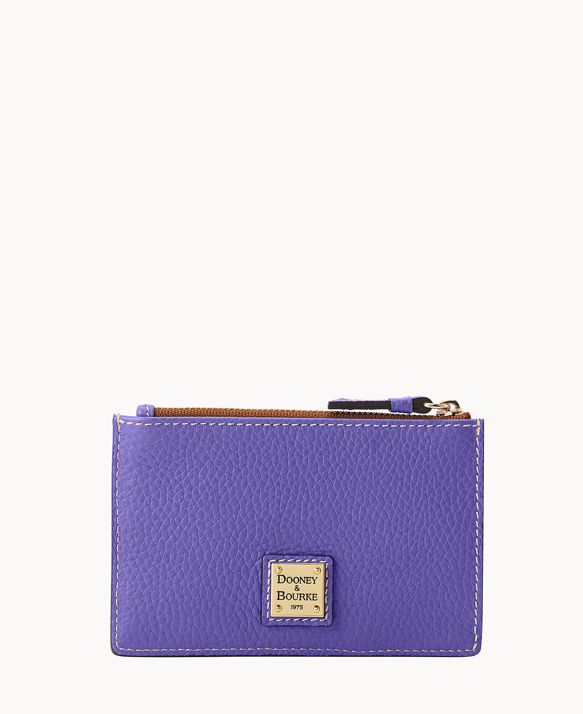 Pebble Grain Zip Credit Card Case - Amethyst