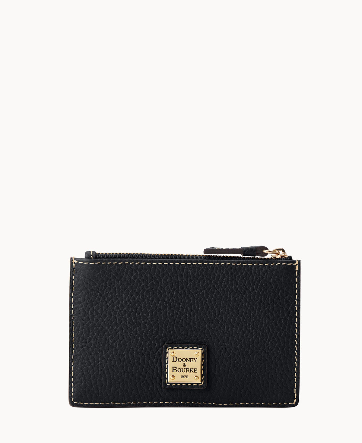 Pebble Grain Zip Credit Card Case - Black Black