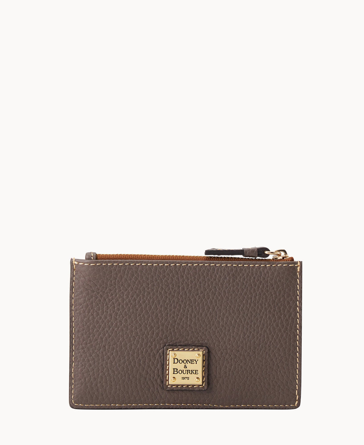 Pebble Grain Zip Credit Card Case - Elephant