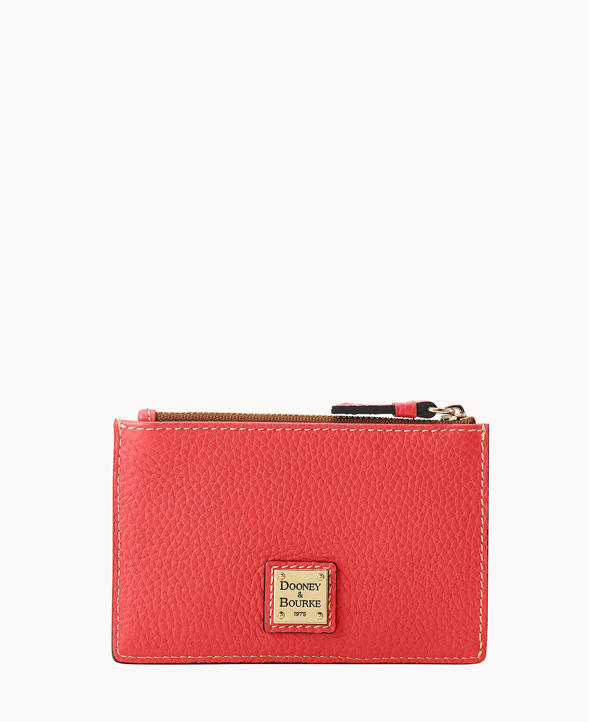 Pebble Grain Zip Credit Card Case - Geranium