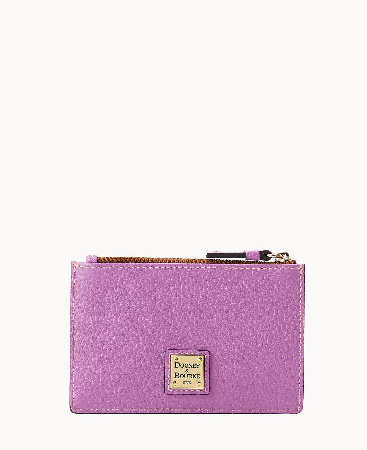 Pebble Grain Zip Credit Card Case - Orchid
