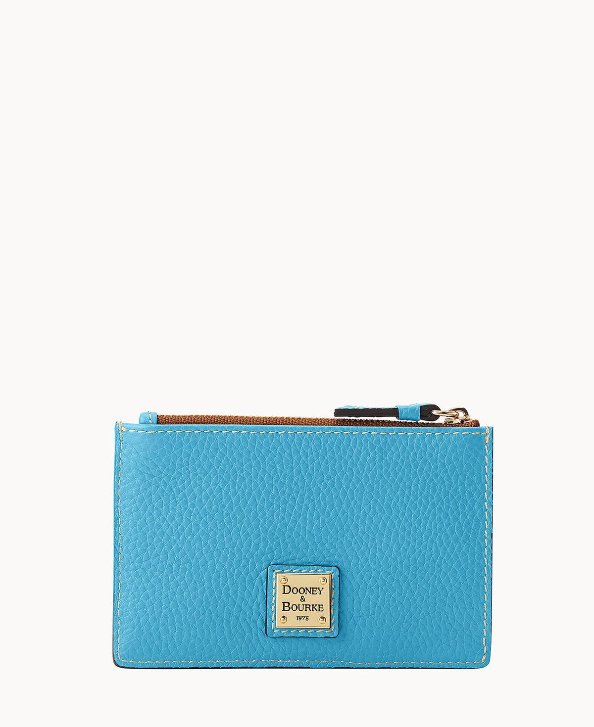 Pebble Grain Zip Credit Card Case - Sky Blue