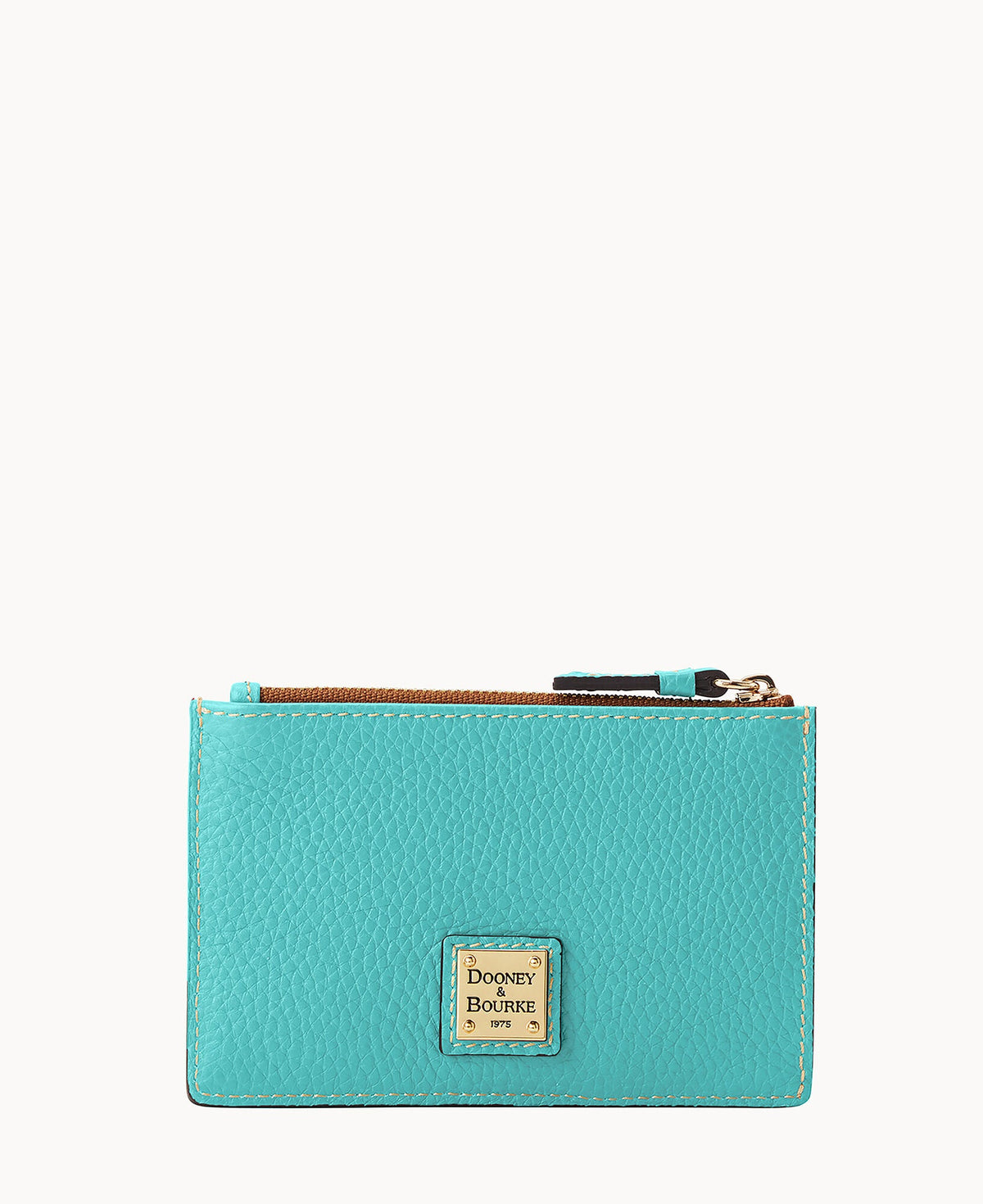 Pebble Grain Zip Credit Card Case - Spearmint