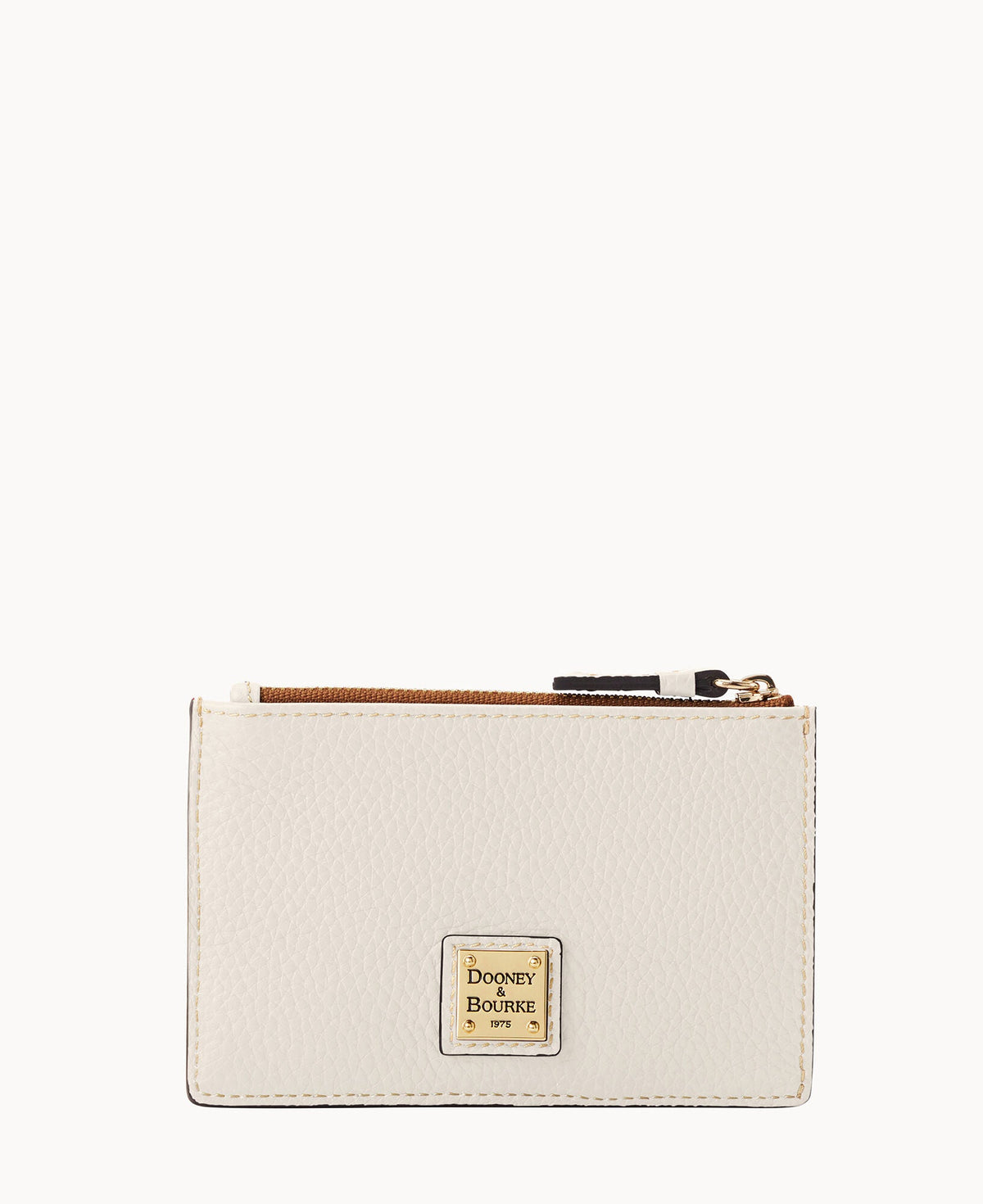 Pebble Grain Zip Credit Card Case - White