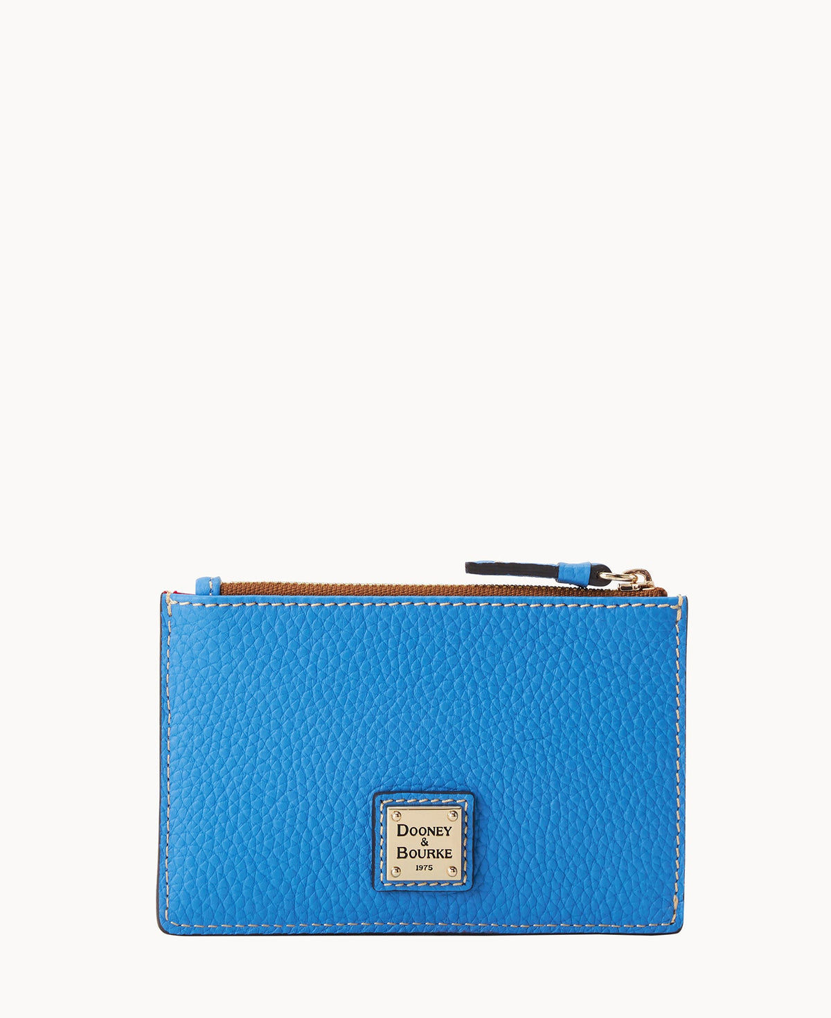 Pebble Grain Zip Credit Card Case - Azure