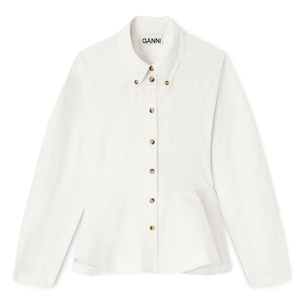 GANNI Peplum Shirt (Egret)
