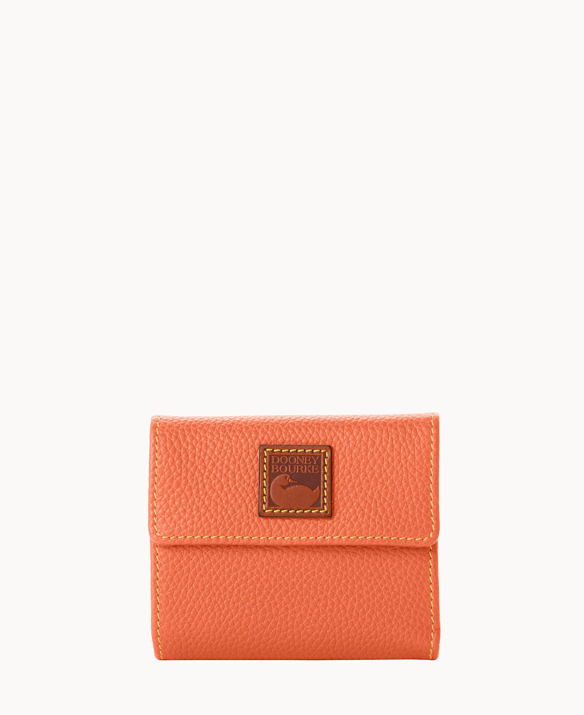 Pebble Grain Small Flap Wallet - Coral