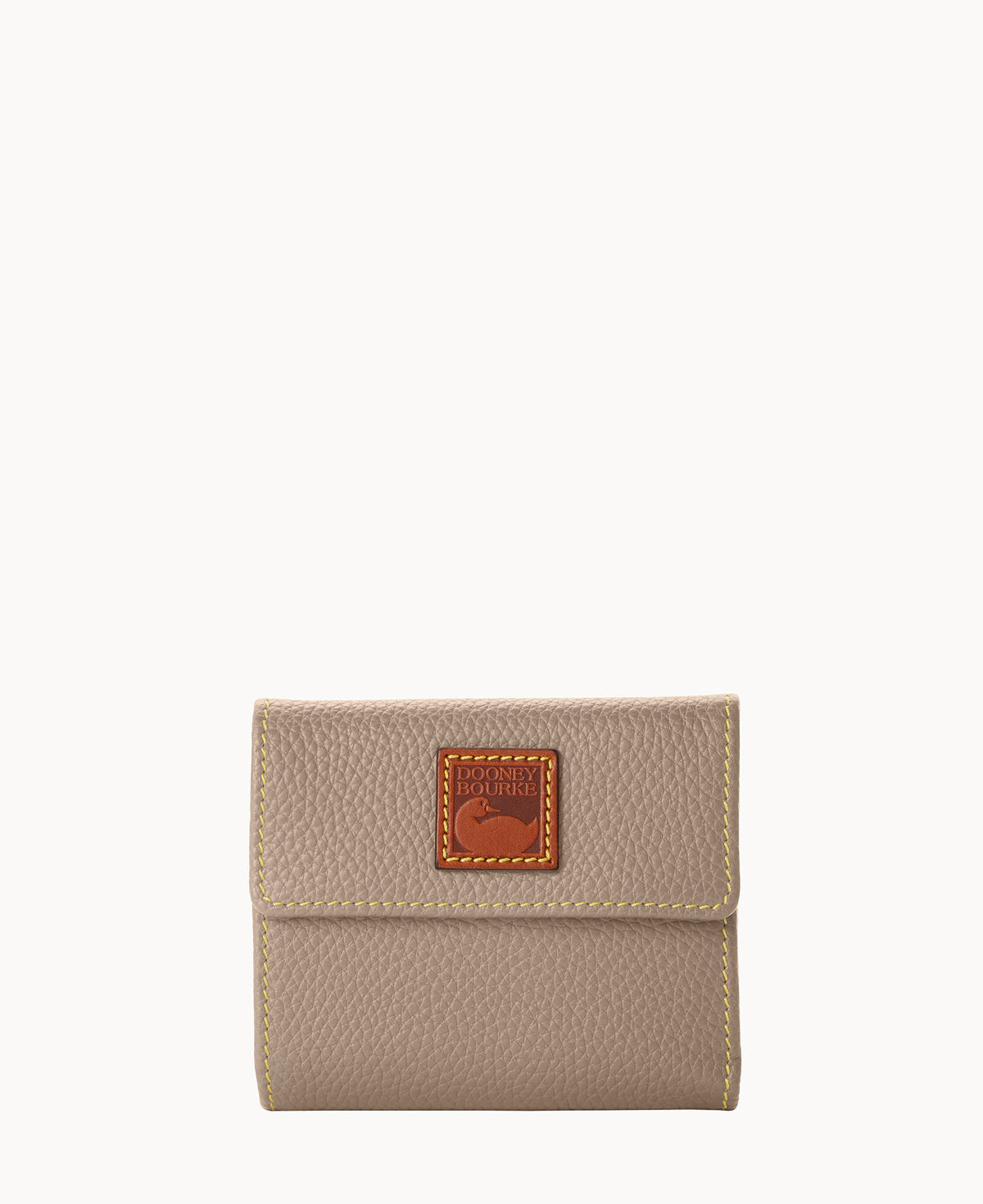 Pebble Grain Small Flap Wallet - Taupe