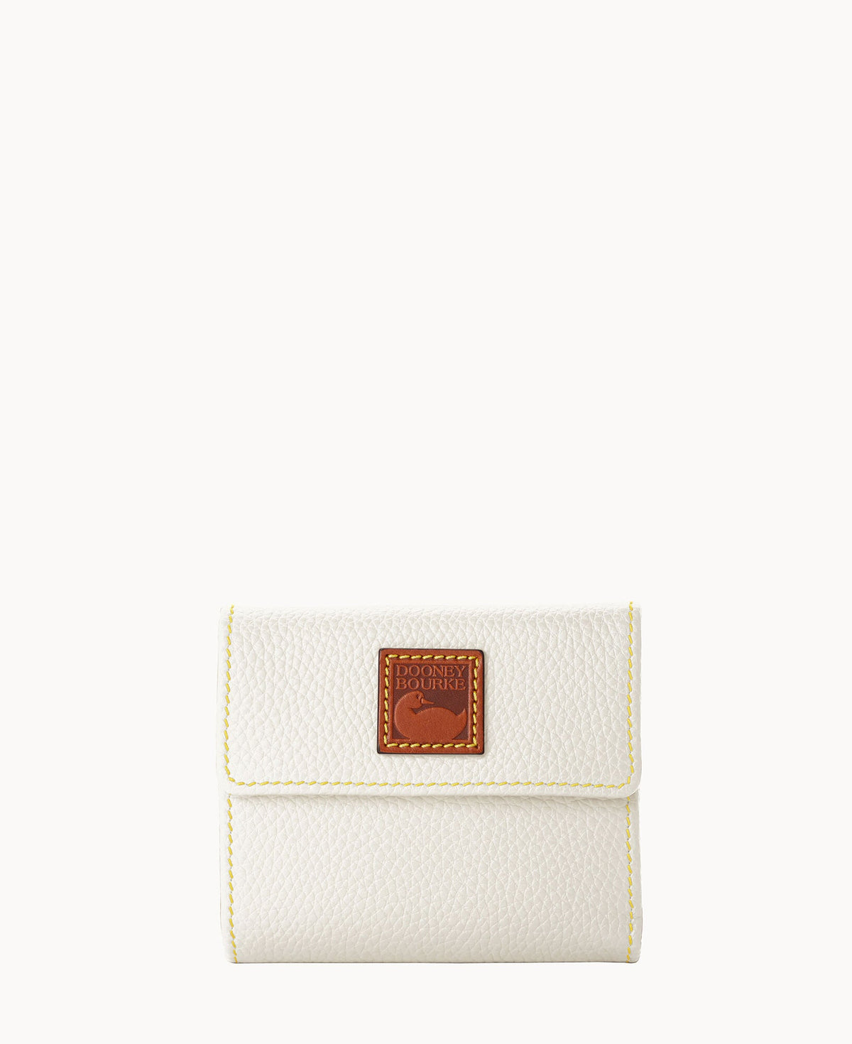 Pebble Grain Small Flap Wallet - White