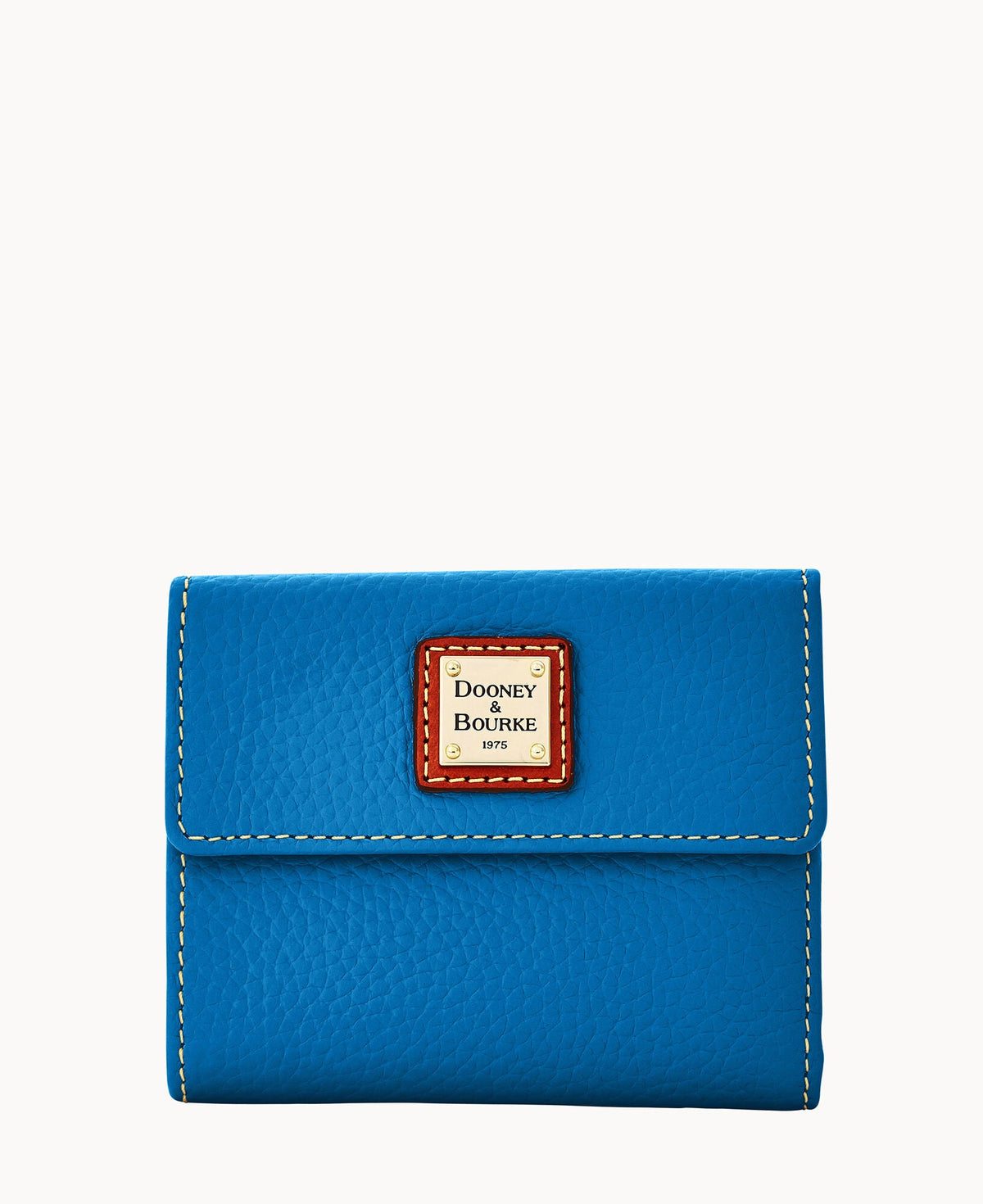Pebble Grain Small Flap Wallet - Blue