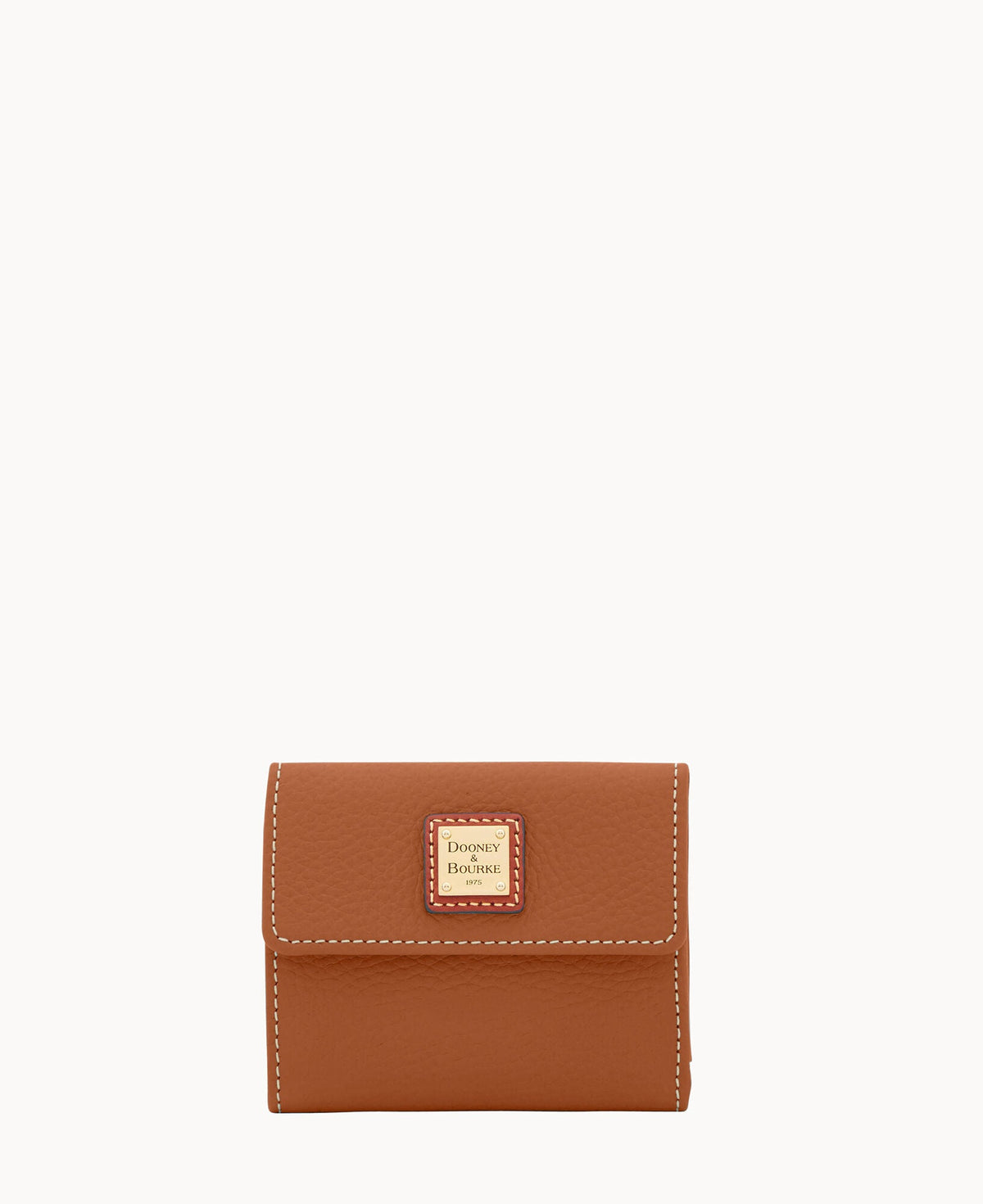 Pebble Grain Small Flap Wallet - Caramel