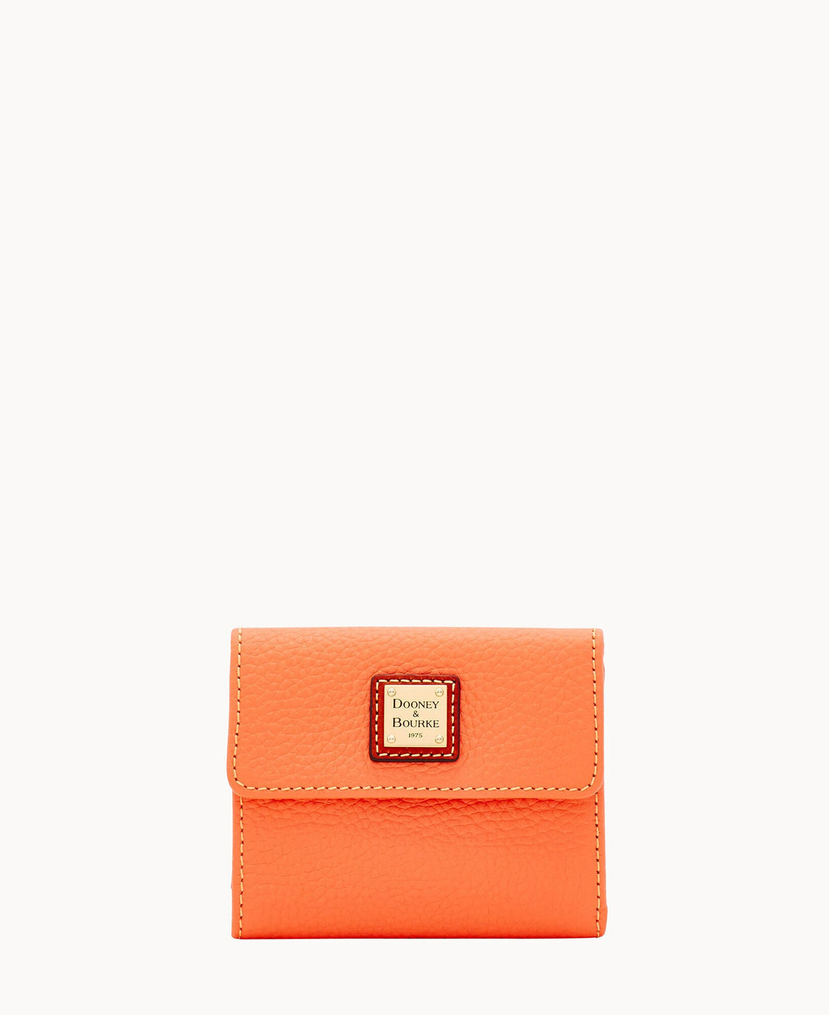 Pebble Grain Small Flap Wallet - Coral