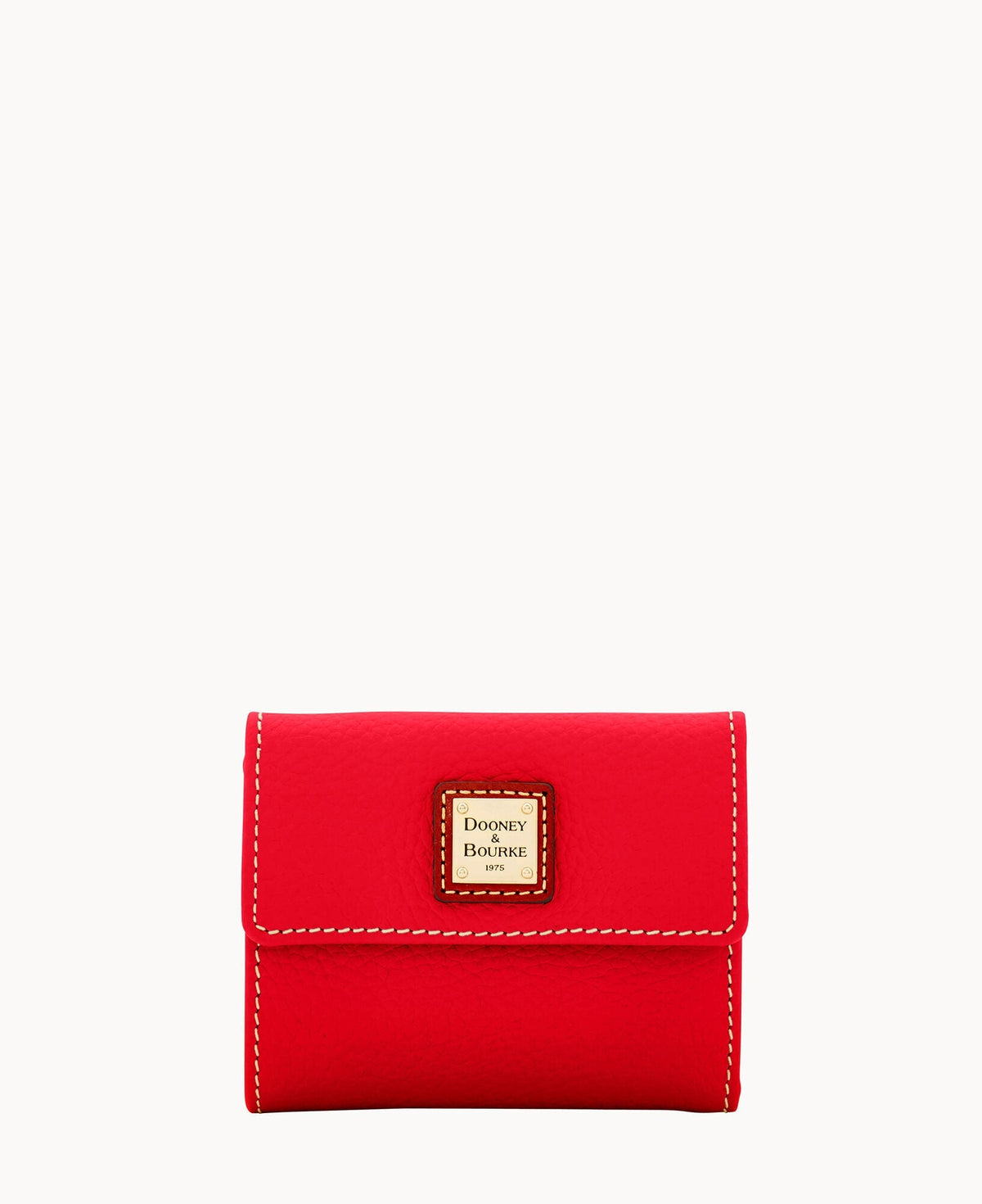 Pebble Grain Small Flap Wallet - Red