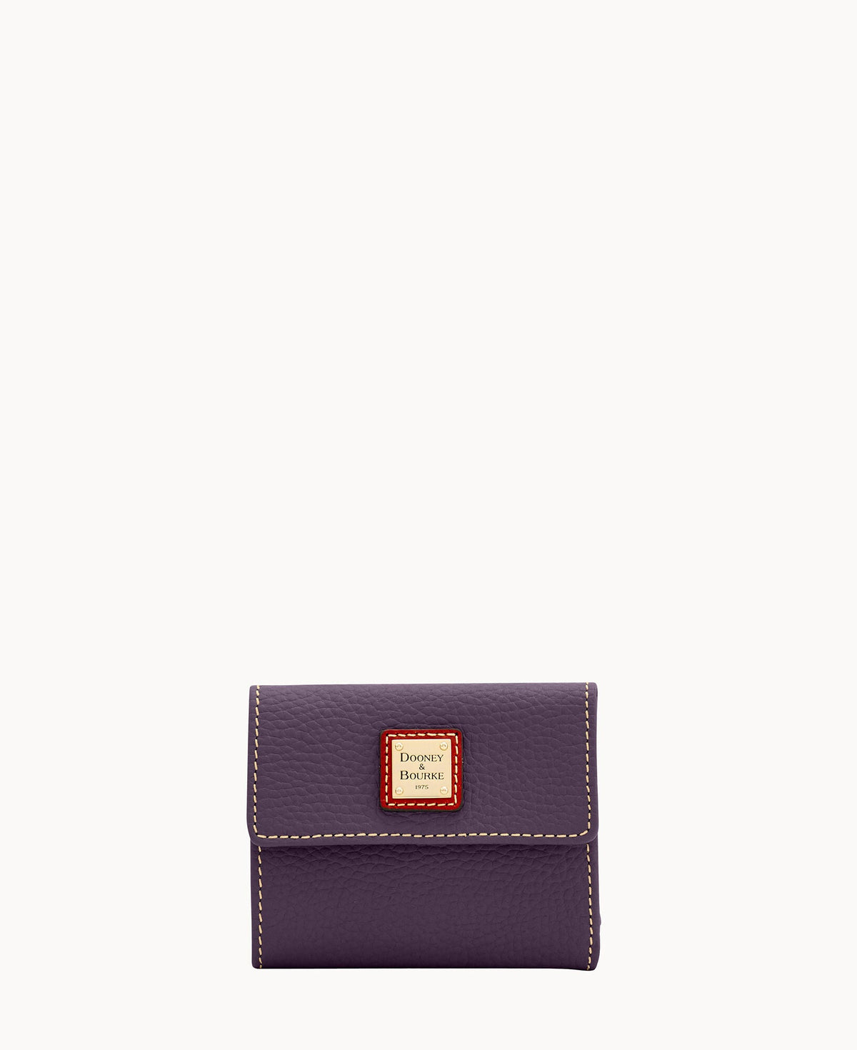 Pebble Grain Small Flap Wallet - Plum Wine