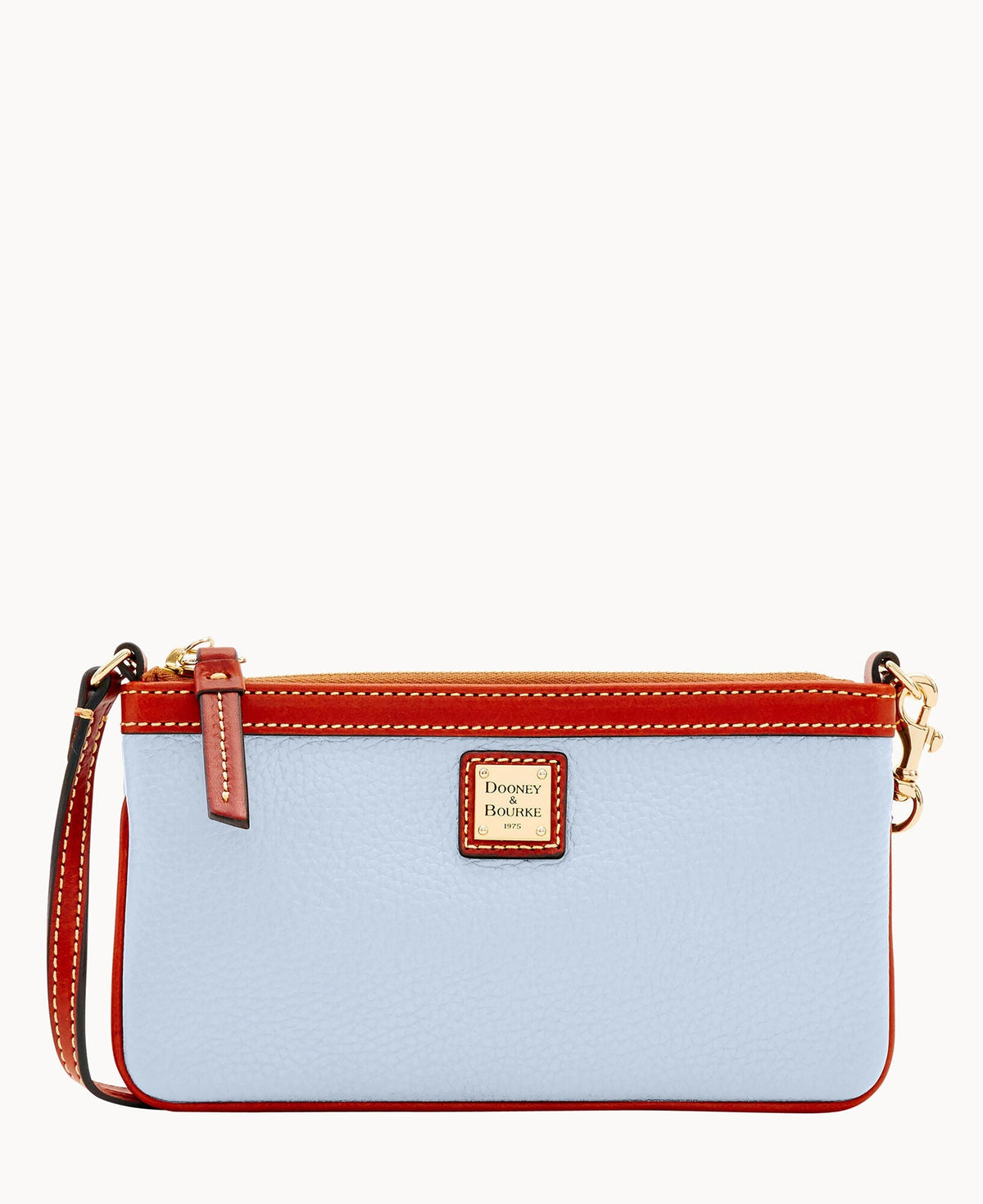 Pebble Grain Large Slim Wristlet - Glacier Blue