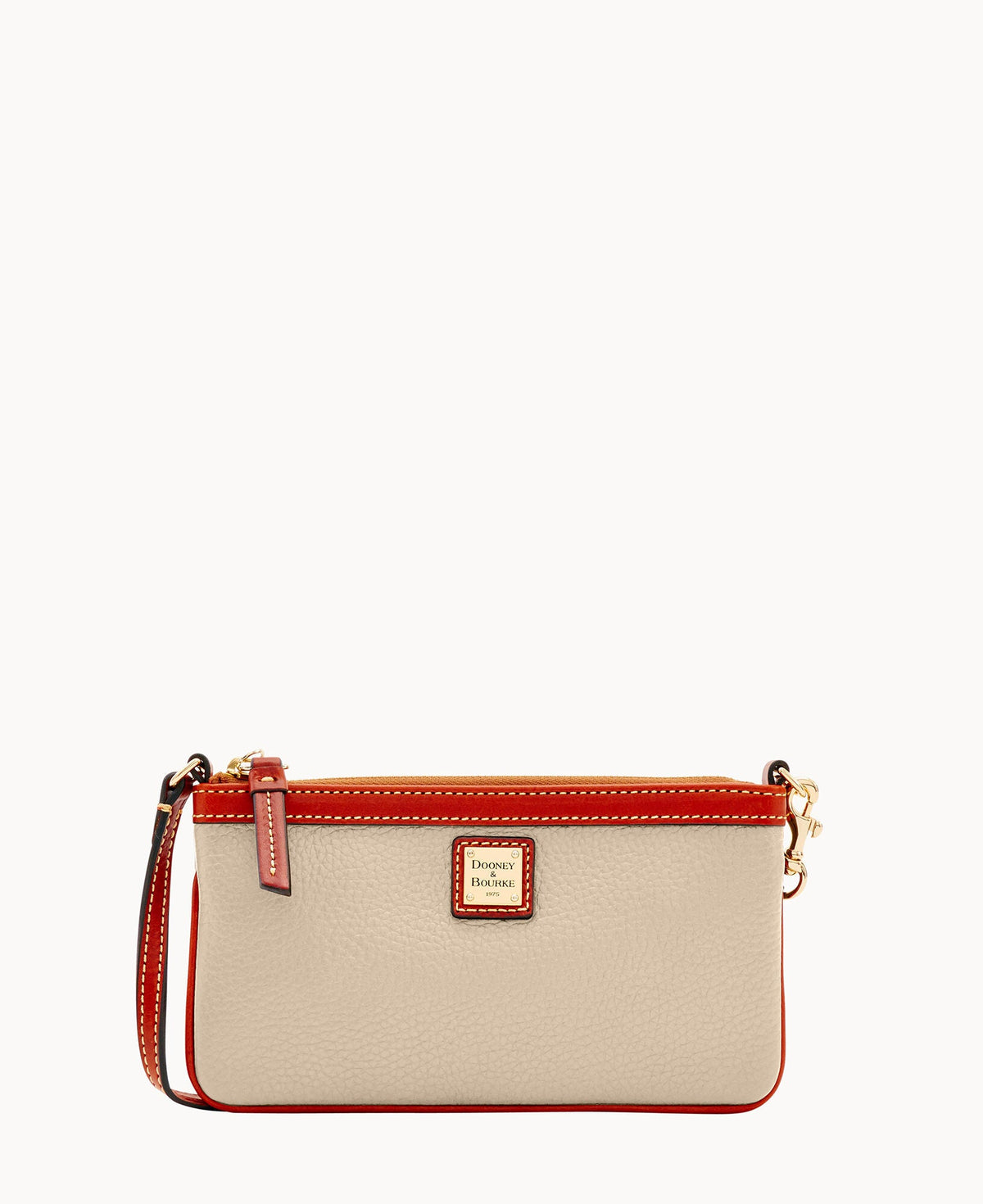 Pebble Grain Large Slim Wristlet - Bone