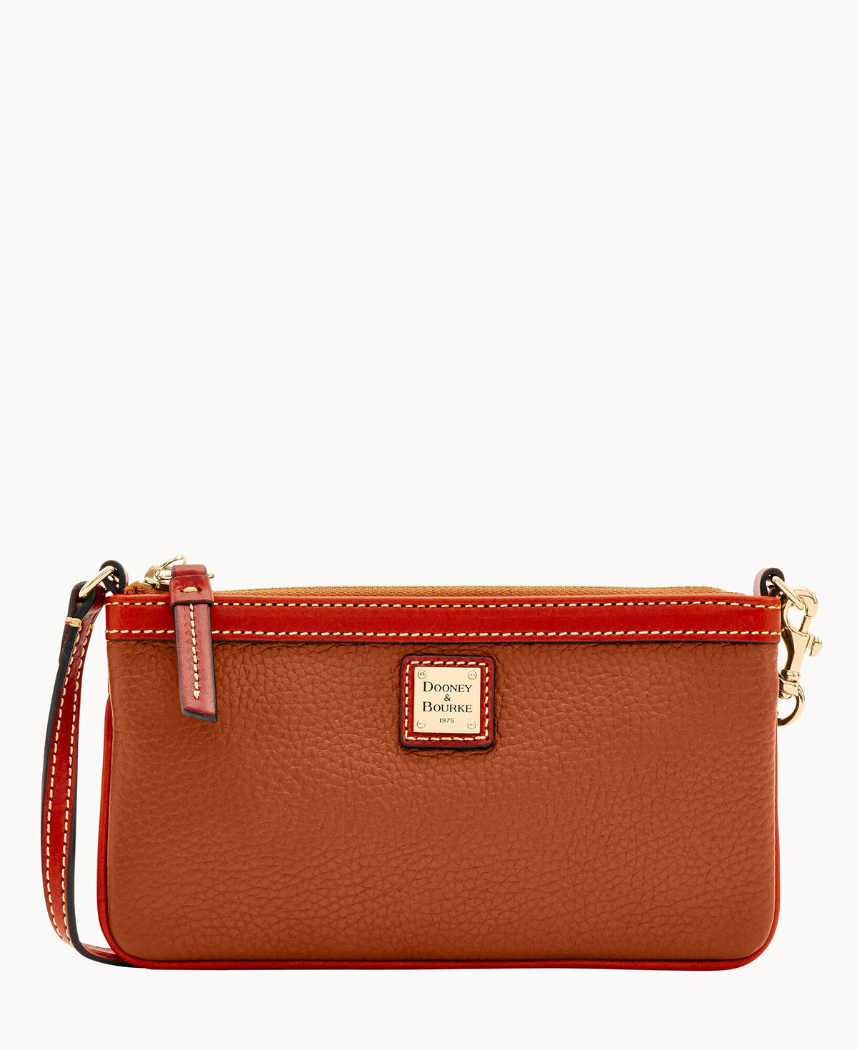 Pebble Grain Large Slim Wristlet - Caramel