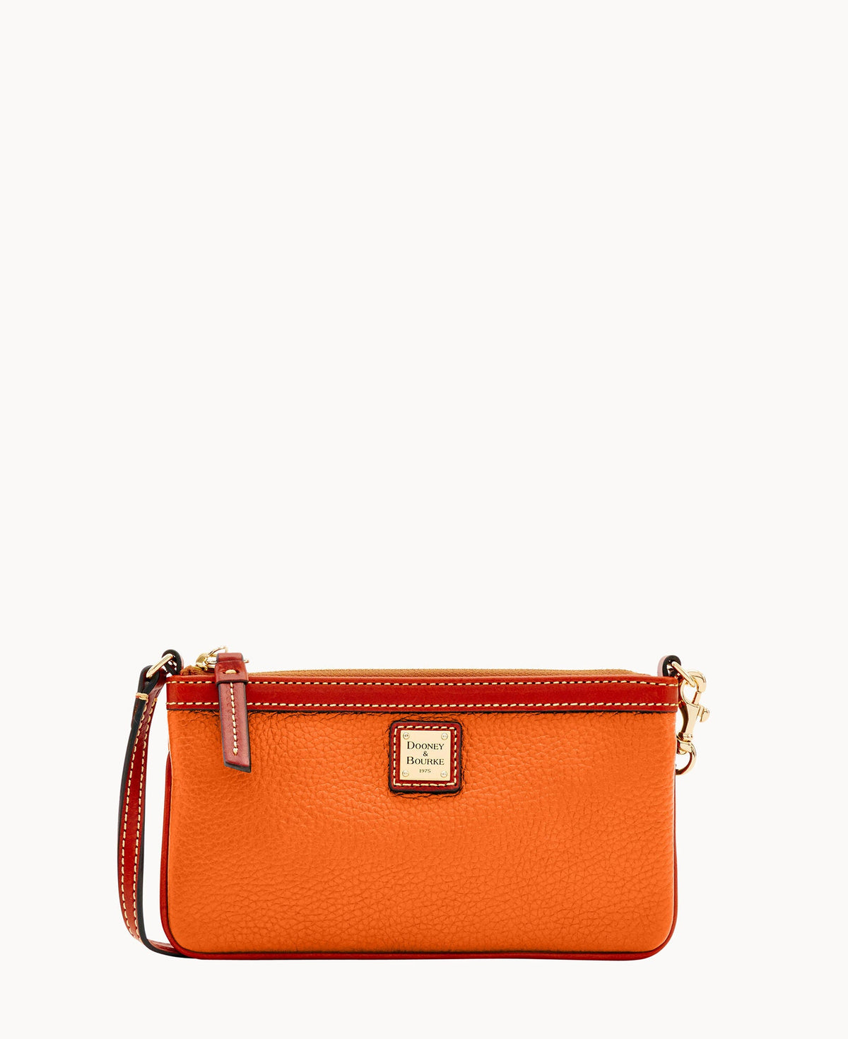 Pebble Grain Large Slim Wristlet - Clementine
