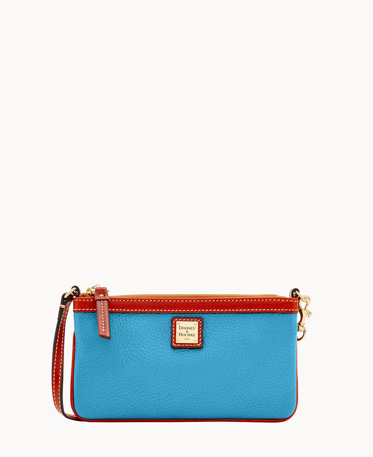 Pebble Grain Large Slim Wristlet - Sky Blue