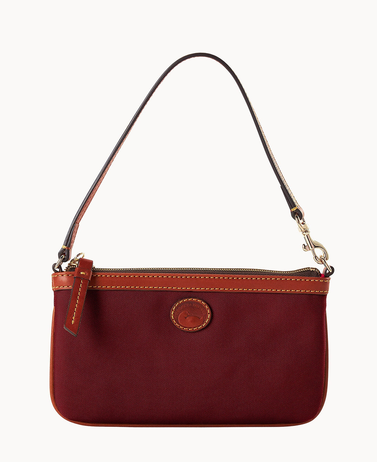 Nylon Large Slim Wristlet - Maroon