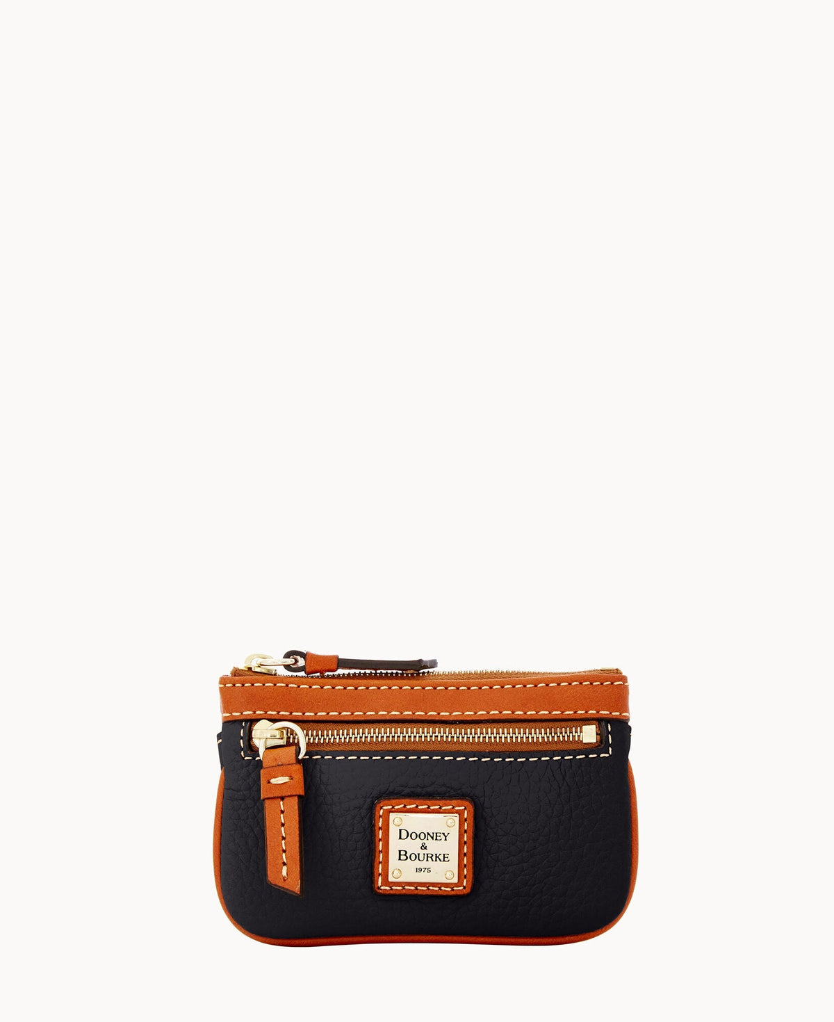 Pebble Grain Small Coin Case - Black