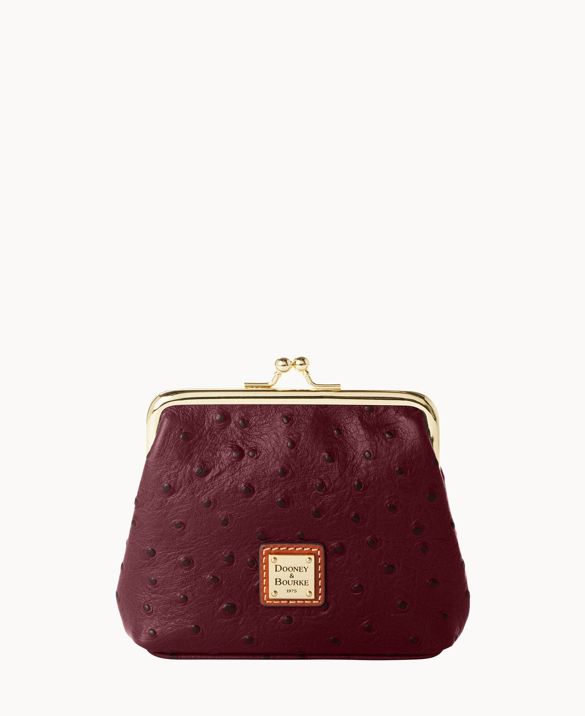 Ostrich Large Framed Purse - Burgundy