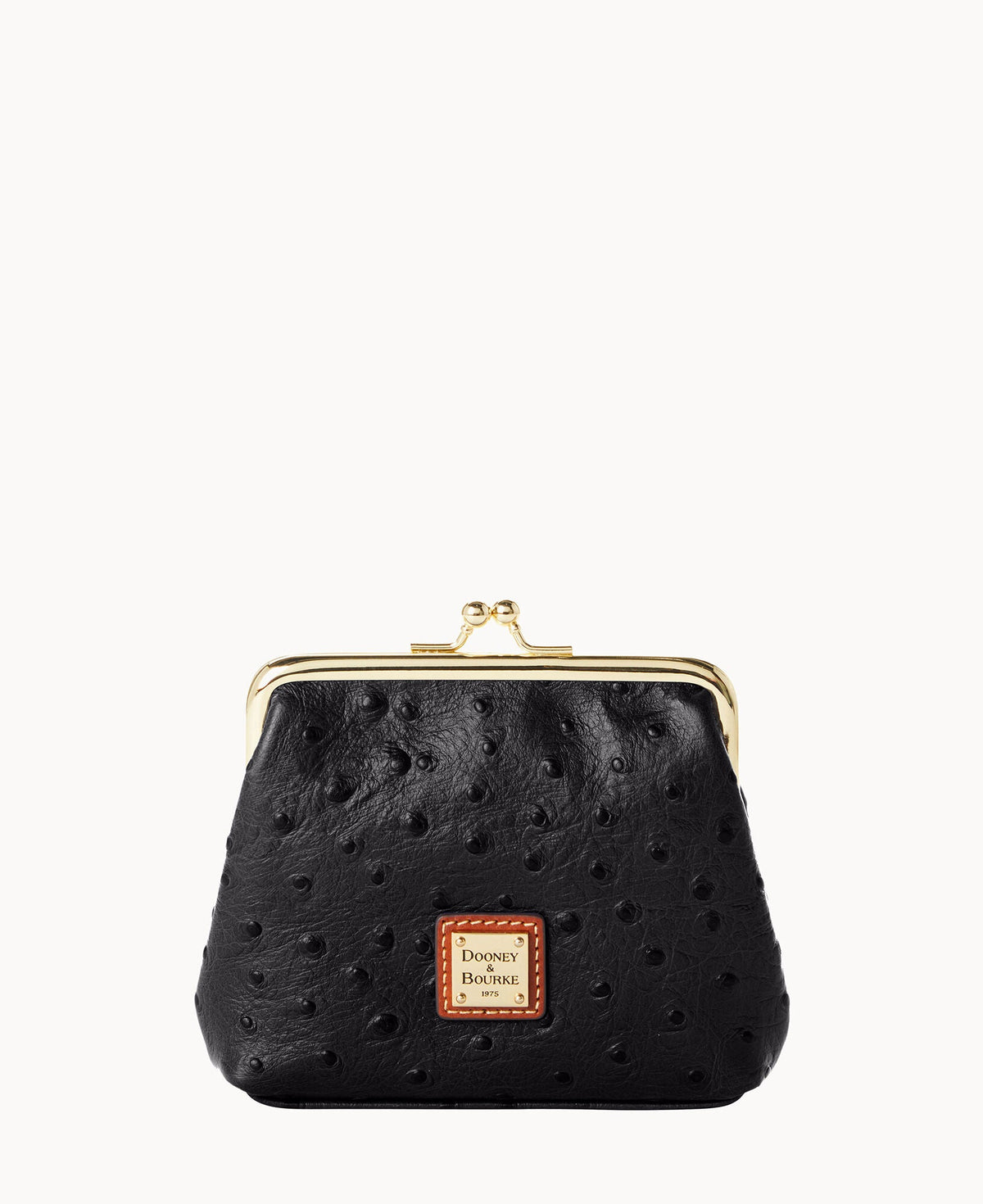 Ostrich Large Framed Purse - Black