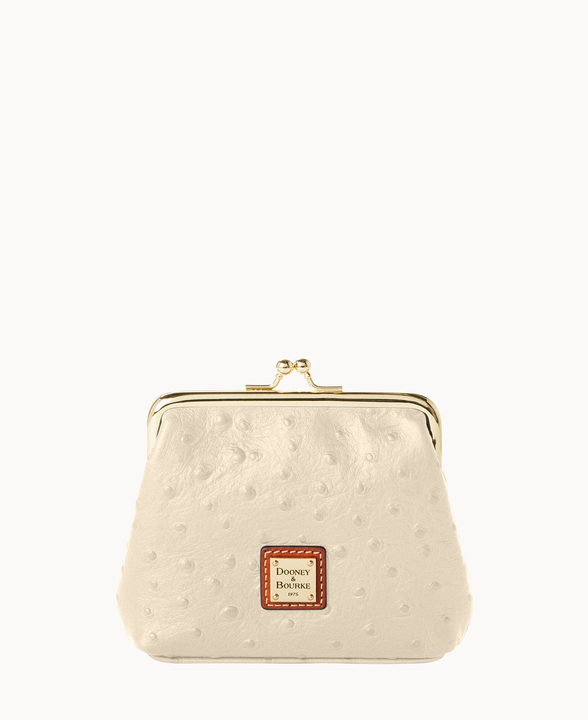 Ostrich Large Framed Purse - Bone