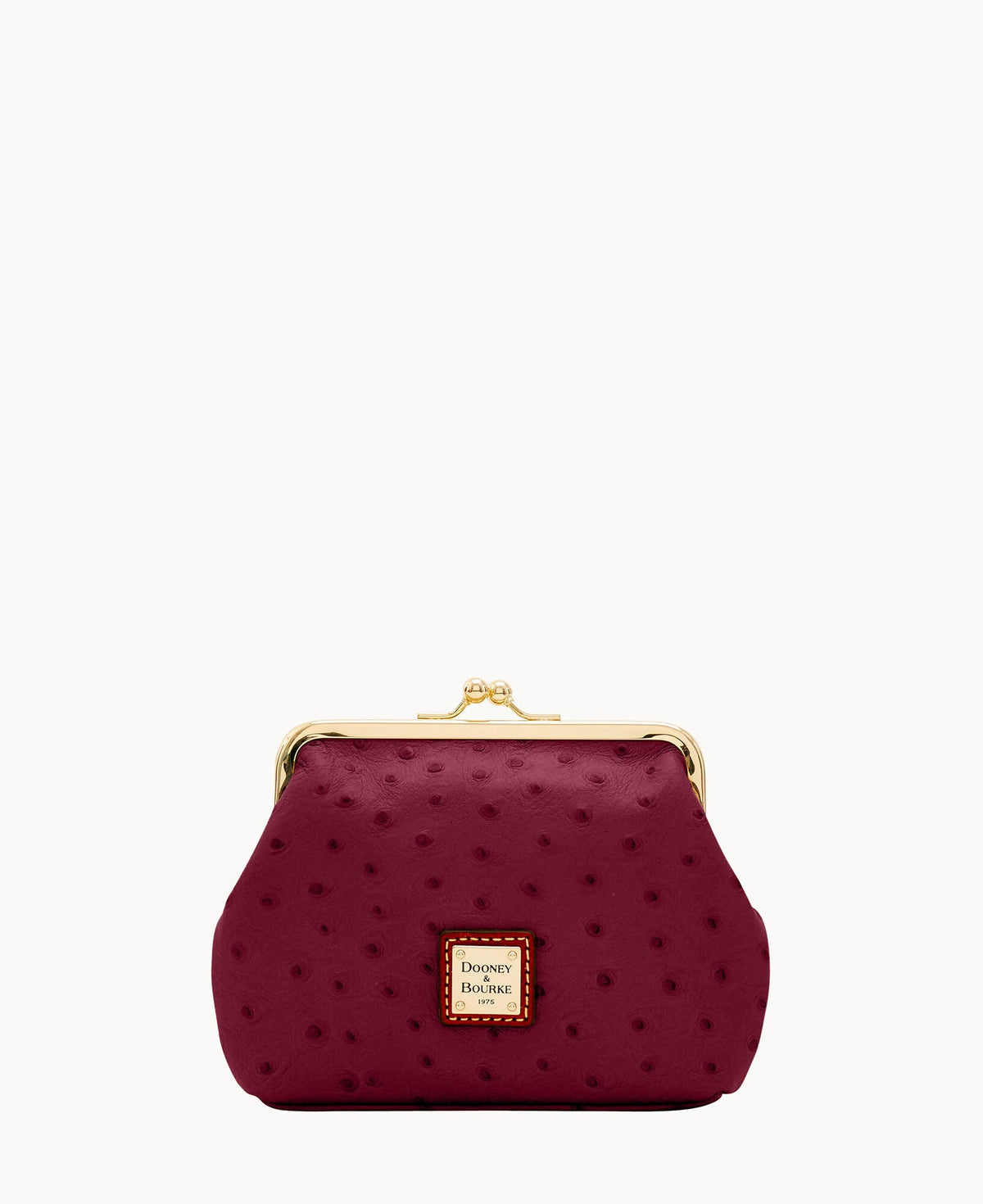 Ostrich Large Framed Purse - Bordeaux