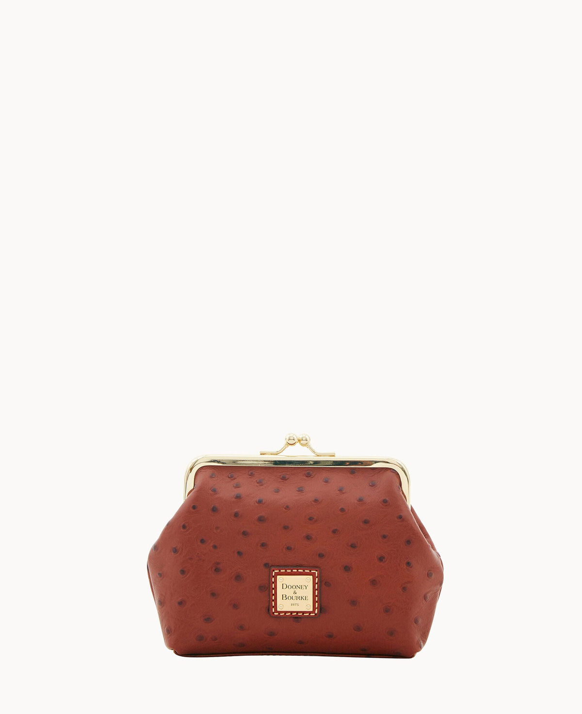 Ostrich Large Framed Purse - Cognac