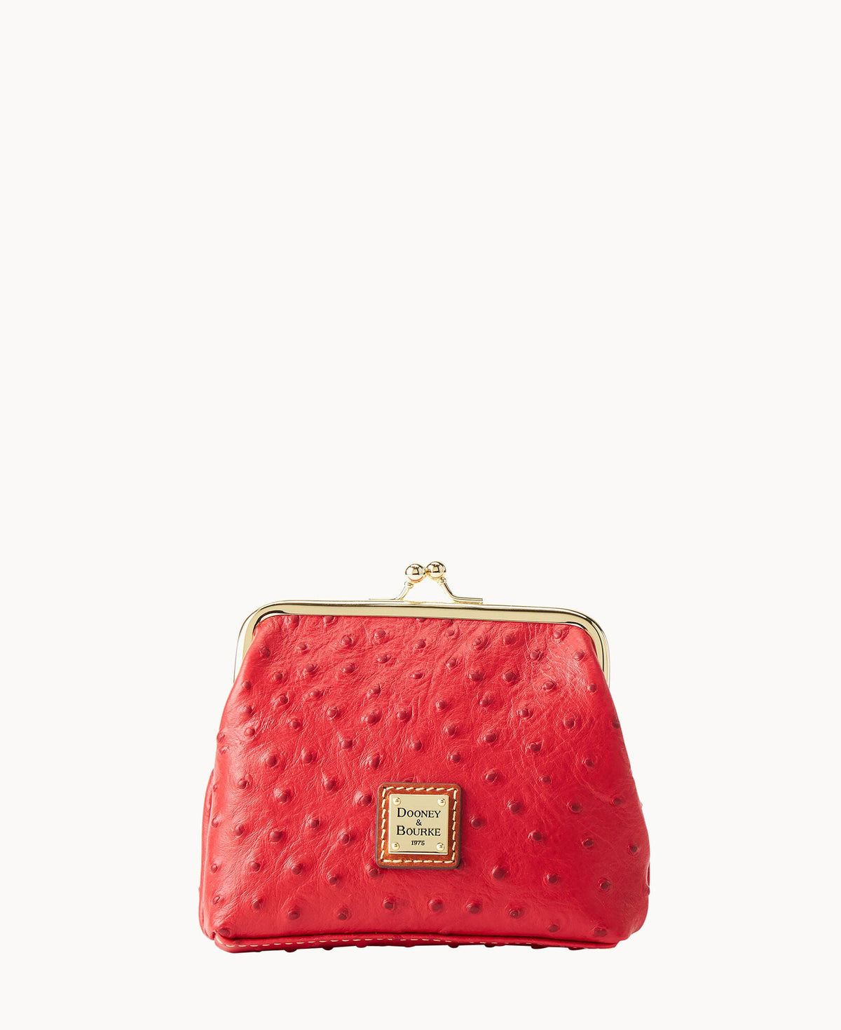 Ostrich Large Framed Purse - Coral