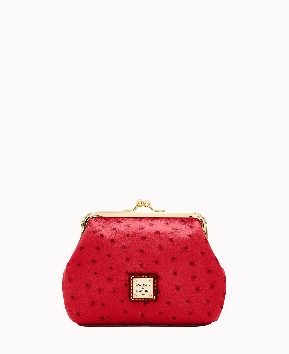 Ostrich Large Framed Purse - Crimson