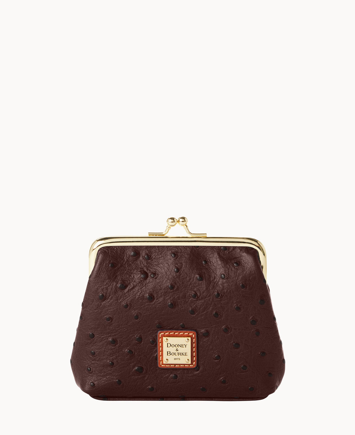 Ostrich Large Framed Purse - Espresso